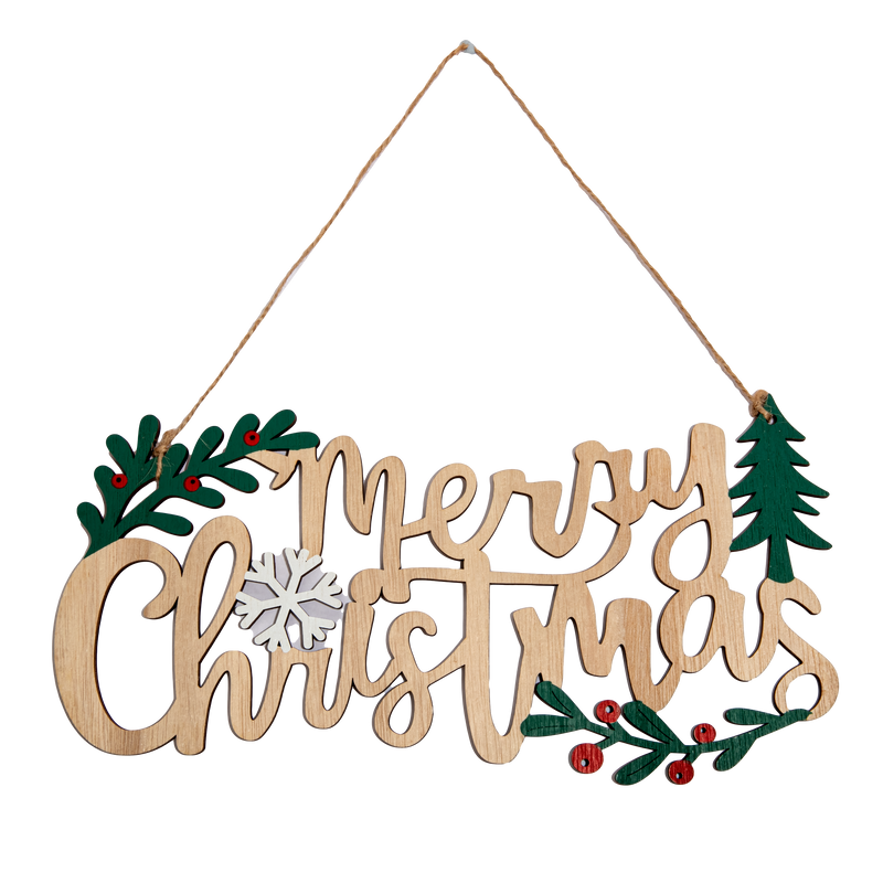 Tan Christmas Plywood Hanging Merry Christmas Sign 29.5x15x0.5cm Christmas