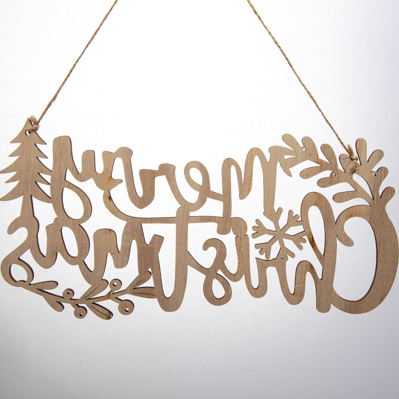 Light Gray Christmas Plywood Hanging Merry Christmas Sign 29.5x15x0.5cm Christmas