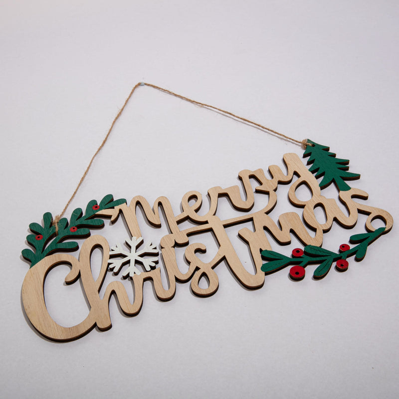 Gray Christmas Plywood Hanging Merry Christmas Sign 29.5x15x0.5cm Christmas