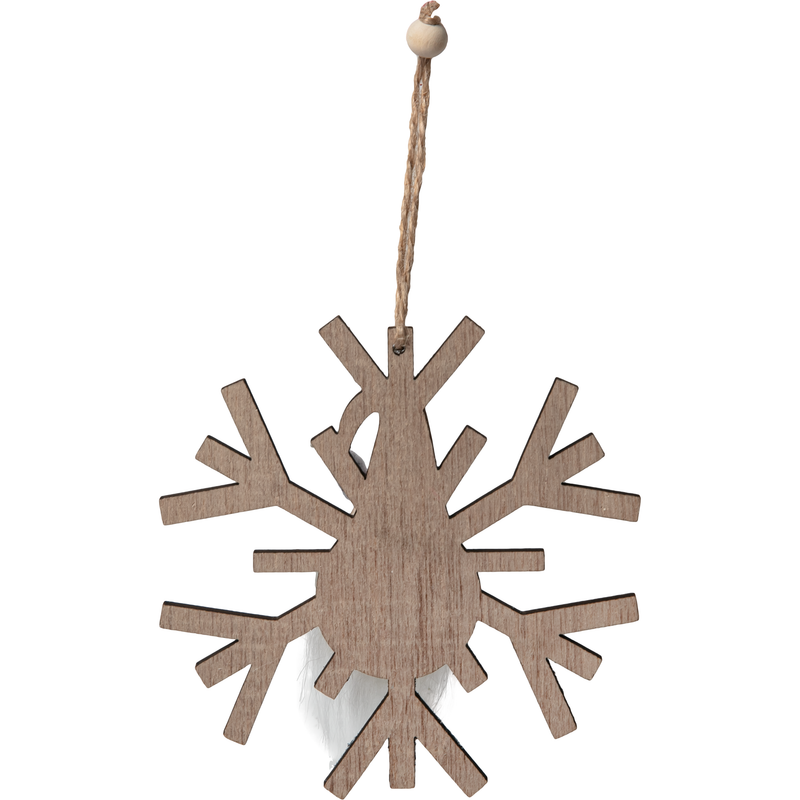 Rosy Brown Christmas Plywood Hanging Glitter Snowflake with Gnome Silver 11.5x11.5x1cm Christmas