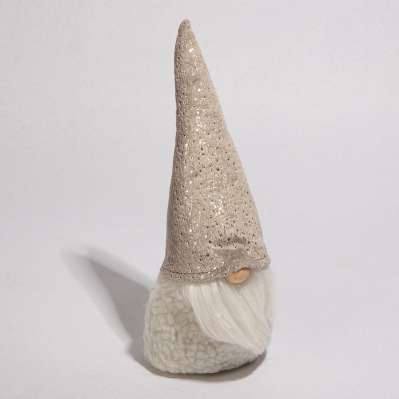 Light Gray Christmas Standing Gnome with Fleece Body and Grey Hat 7x9x22cm Christmas