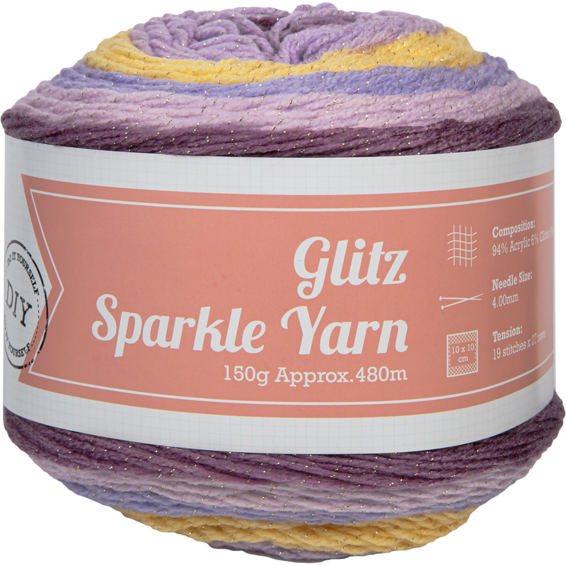 Rosy Brown Urban Crafter Glitz Sparkle Yarn 94% Acrylic 6% Glitter Polyester 150G- Purple Haze Knitting and Crochet Yarn