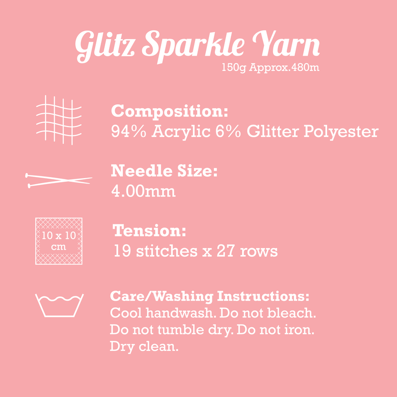 Light Pink Urban Crafter Glitz Sparkle Yarn 94% Acrylic 6% Glitter Polyester 150G- Mexican Fiesta Knitting and Crochet Yarn