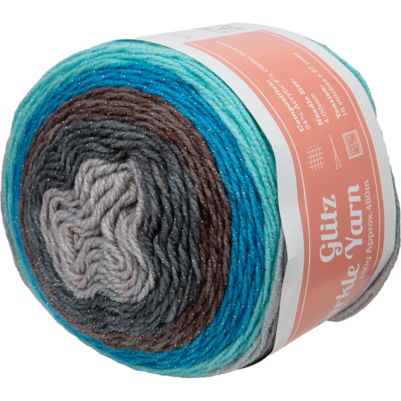 Dim Gray Urban Crafter Glitz Sparkle Yarn 94% Acrylic 6% Glitter Polyester 150G- Ocean Vista Knitting and Crochet Yarn