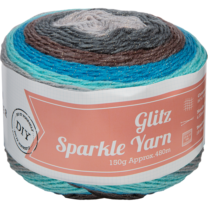 Rosy Brown Urban Crafter Glitz Sparkle Yarn 94% Acrylic 6% Glitter Polyester 150G- Ocean Vista Knitting and Crochet Yarn