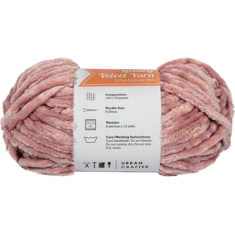 Rosy Brown Urban Crafter Luxury Velvet Yarn 100% Polyester 200g- Wood Rose Knitting and Crochet Yarn