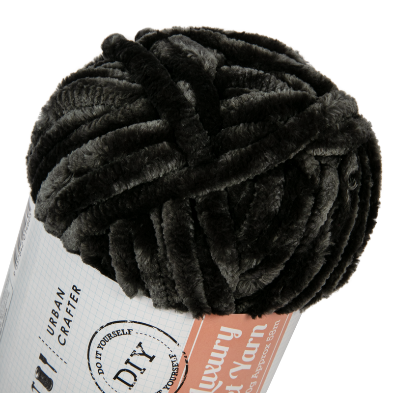 Urban Crafter Luxury Velvet Yarn 100 Polyester 200g Quartz Black