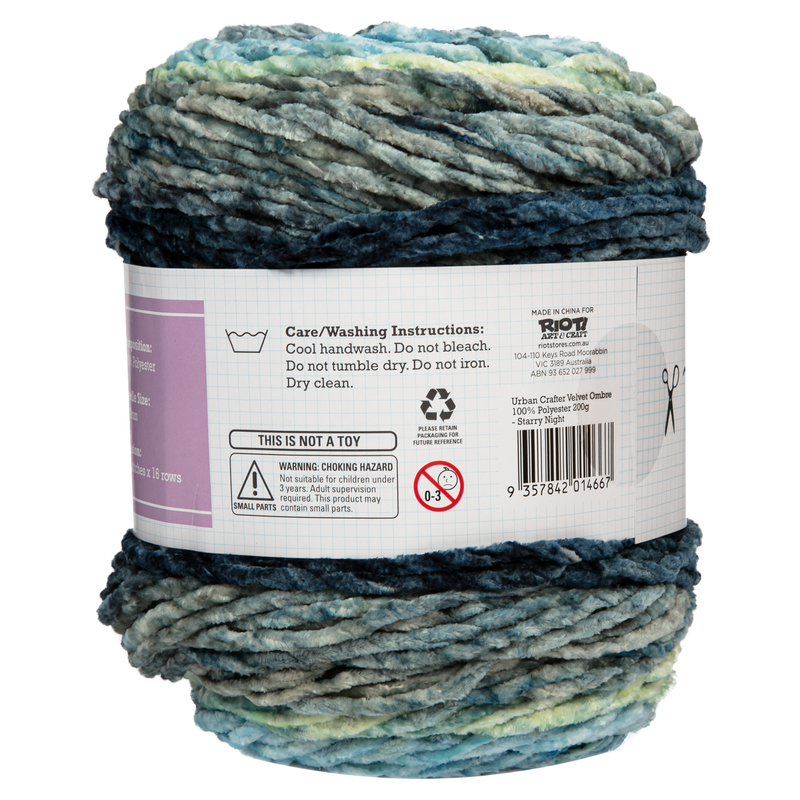 Gray Urban Crafter Velvet Ombre 100% Polyester 200g- Starry Night Knitting and Crochet Yarn