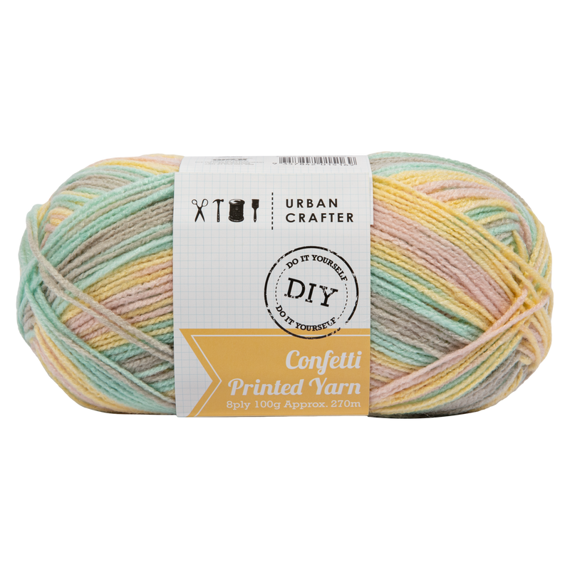 Gray Urban Crafter Confetti Printed Yarn 100% Premium Acrylic-Soft Sorbet 8ply, 100g Knitting and Crochet Yarn