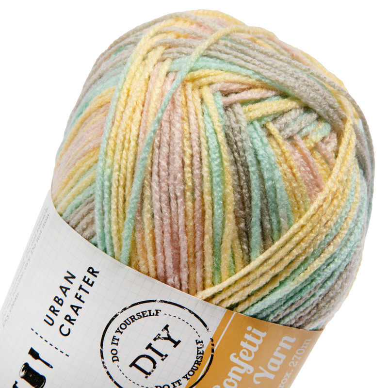 Gray Urban Crafter Confetti Printed Yarn 100% Premium Acrylic-Soft Sorbet 8ply, 100g Knitting and Crochet Yarn