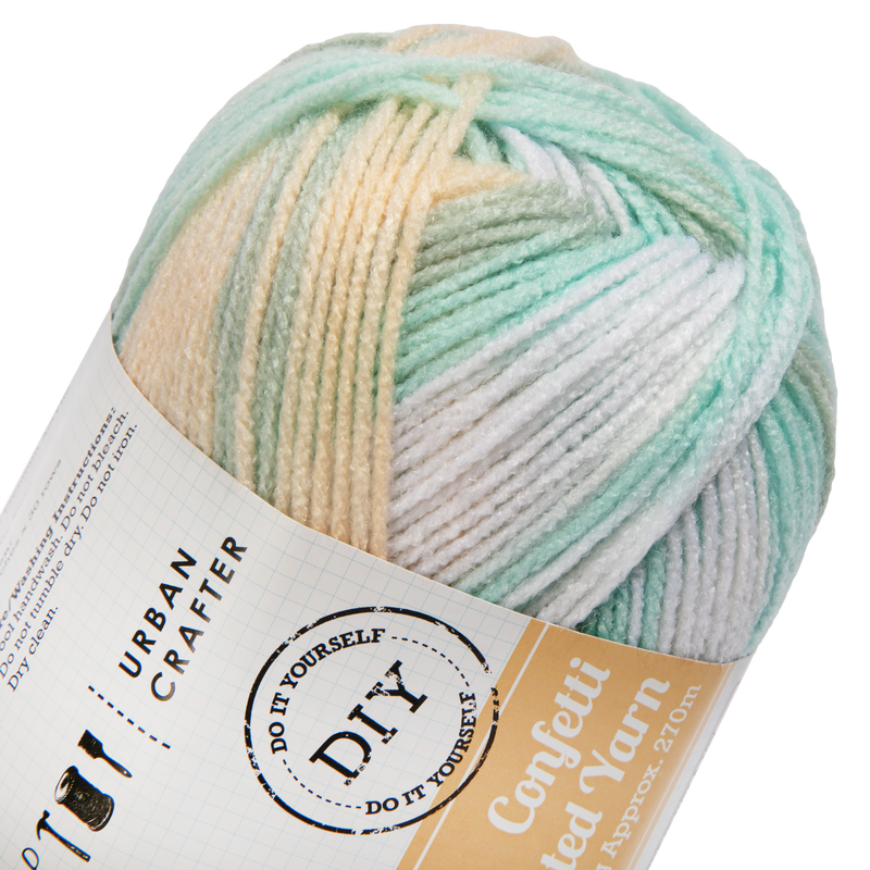 Gray Urban Crafter Confetti Printed Yarn 100% Premium Acrylic-Arctic Mist 8ply, 100g Knitting and Crochet Yarn