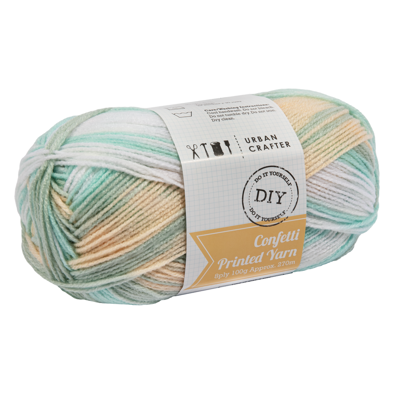 Gray Urban Crafter Confetti Printed Yarn 100% Premium Acrylic-Arctic Mist 8ply, 100g Knitting and Crochet Yarn