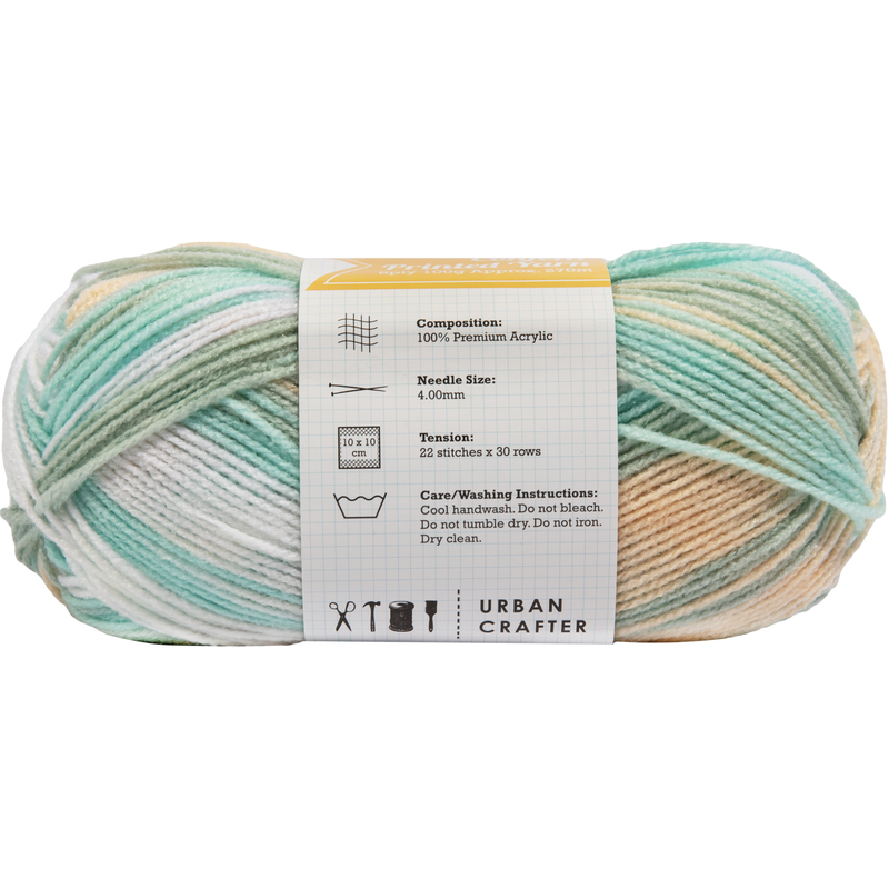 Gray Urban Crafter Confetti Printed Yarn 100% Premium Acrylic-Arctic Mist 8ply, 100g Knitting and Crochet Yarn