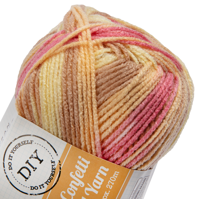 Rosy Brown Urban Crafter Confetti Printed Yarn 100% Premium Acrylic-Ice Cream Parlour 8ply, 100g Knitting and Crochet Yarn