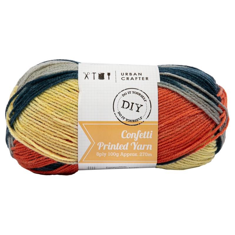 Dark Khaki Urban Crafter Confetti Printed Yarn 100% Premium Acrylic 100g 8ply- Euro Nights Knitting and Crochet Yarn