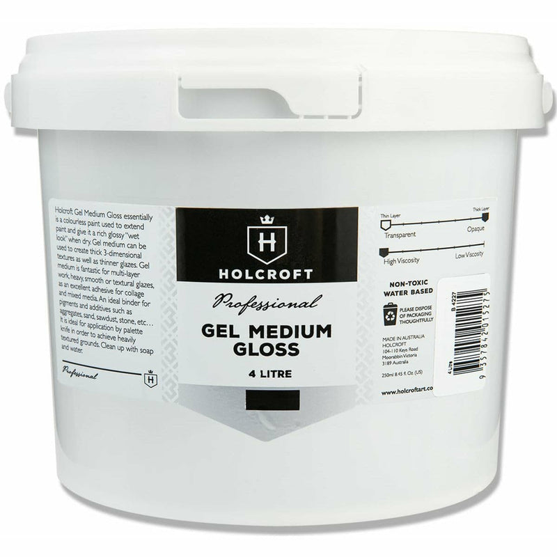 Light Gray Holcroft  Professional Acrylic  Gel Medium Gloss  4 Litre Acrylic Paints