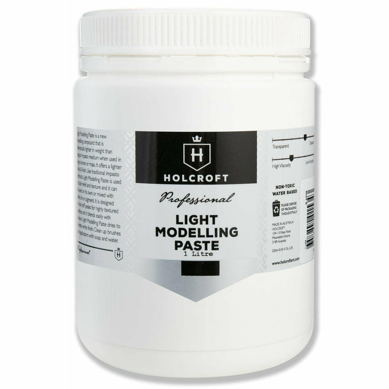 Light Gray Holcroft  Light Modelling Paste 1 Litre Acrylic Paints
