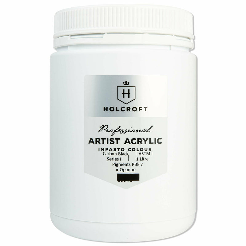 Lavender Holcroft Professional Acrylic Impasto Paint - Carbon Black 1 Litre Acrylic Paints