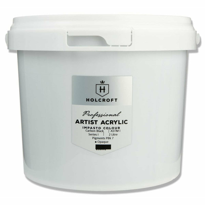 Light Gray Holcroft Professional Acrylic Impasto Paint-Carbon Black 2 Litre Acrylic Paints