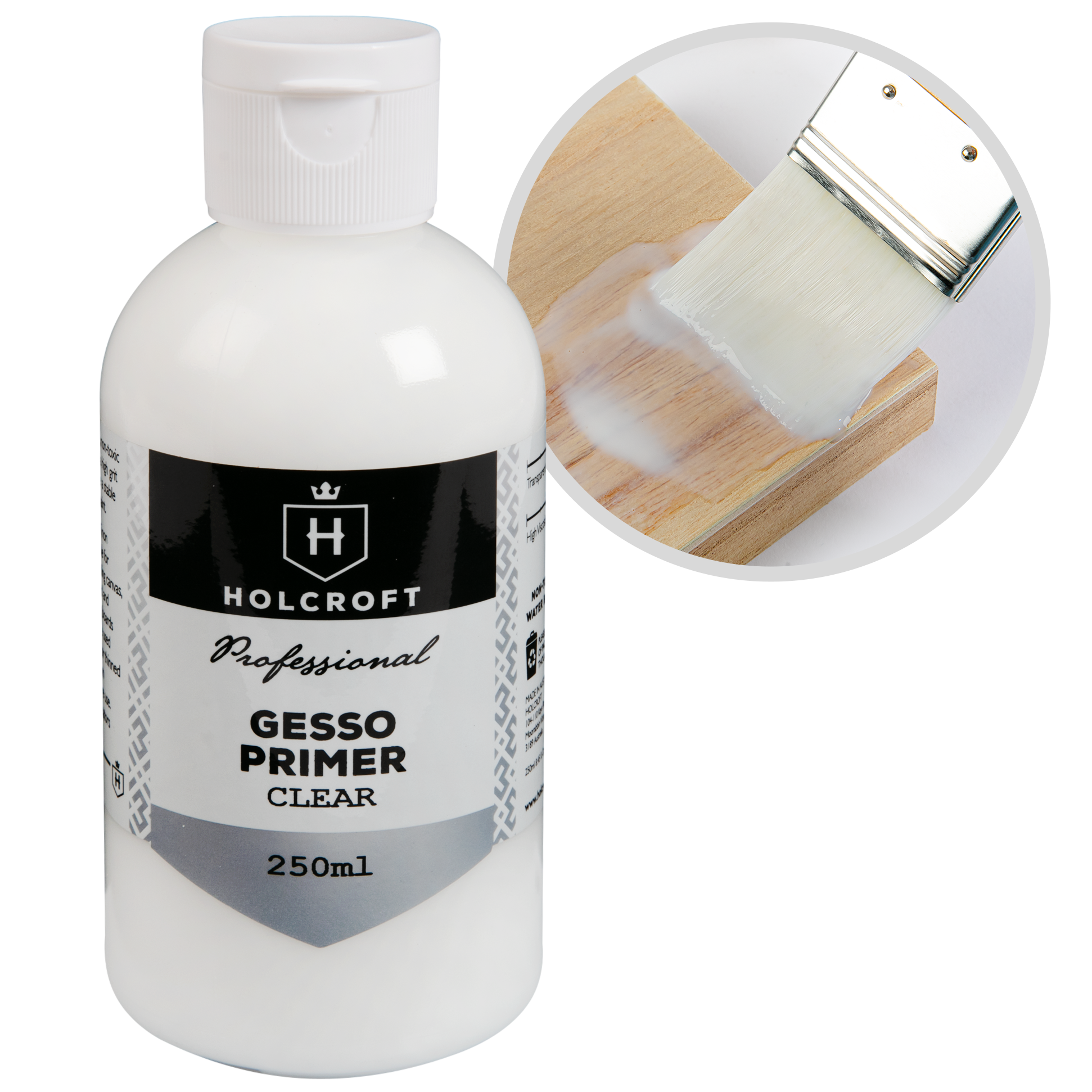 Light Gray Holcroft  Professional Acrylic Clear Gesso 250mL Acrylic Paints