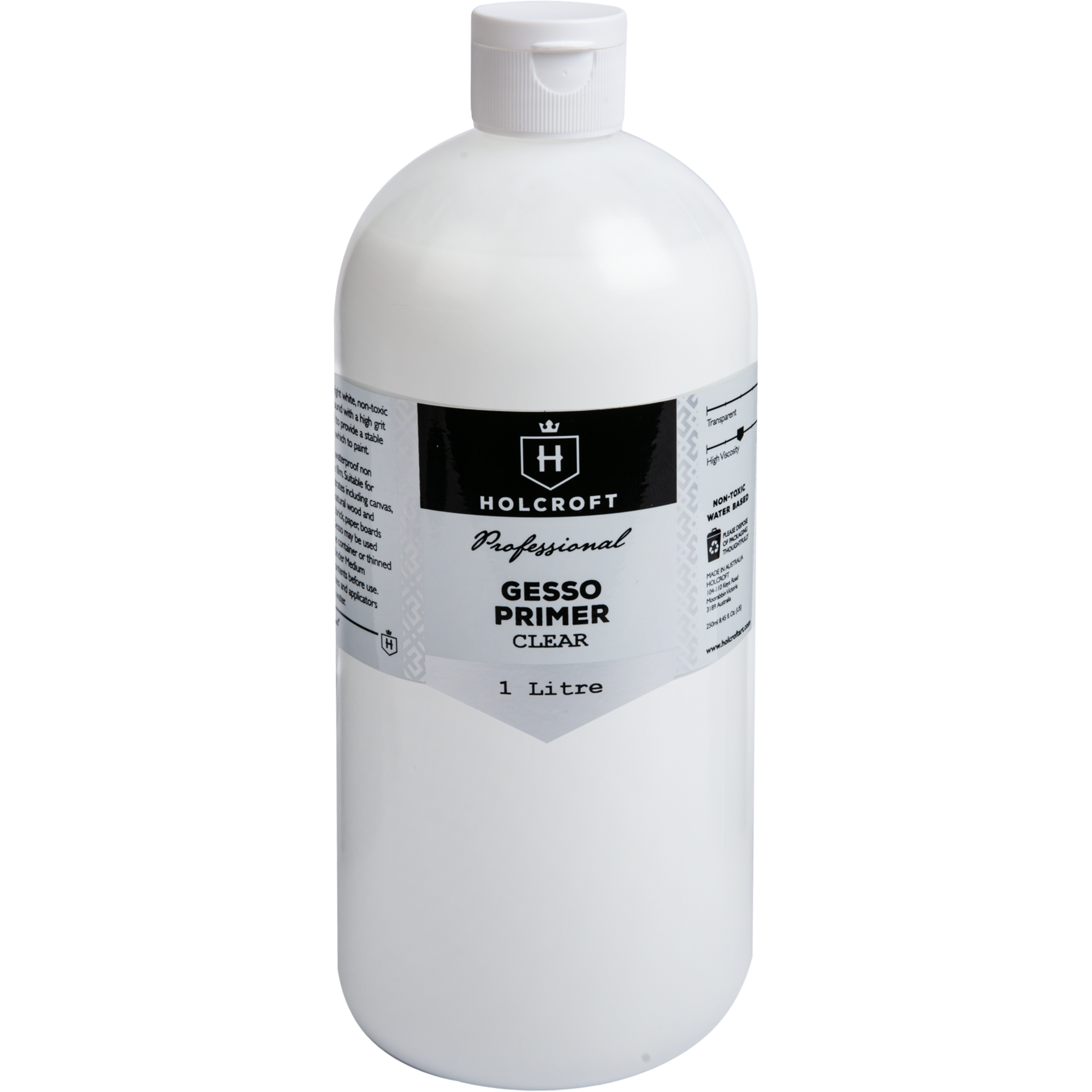 Light Gray Holcroft  Professional Acrylic Clear Gesso 1 Litre Acrylic Paints