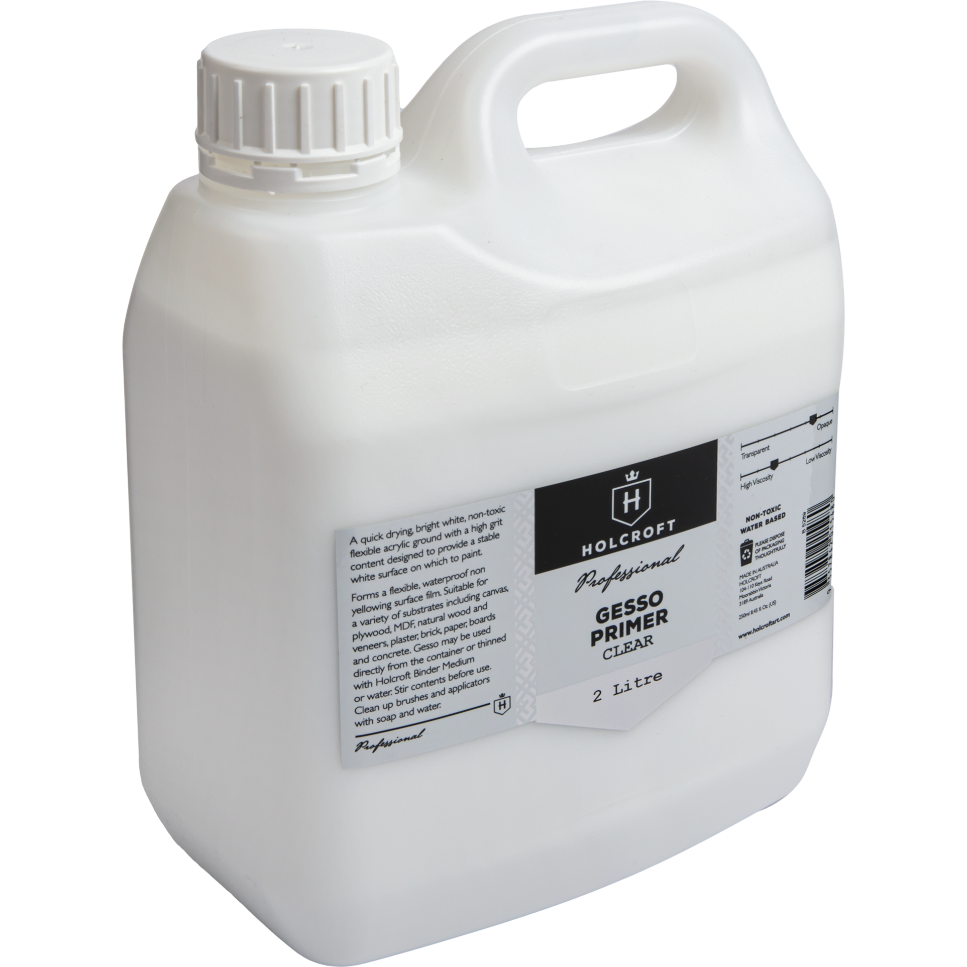 Light Gray Holcroft  Professional Acrylic Clear Gesso 2 Litre Acrylic Paints