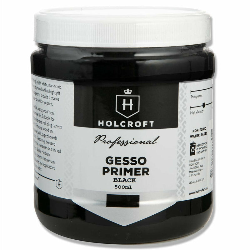 Black Holcroft  Professional Acrylic Black Gesso 500mL Acrylic Paints