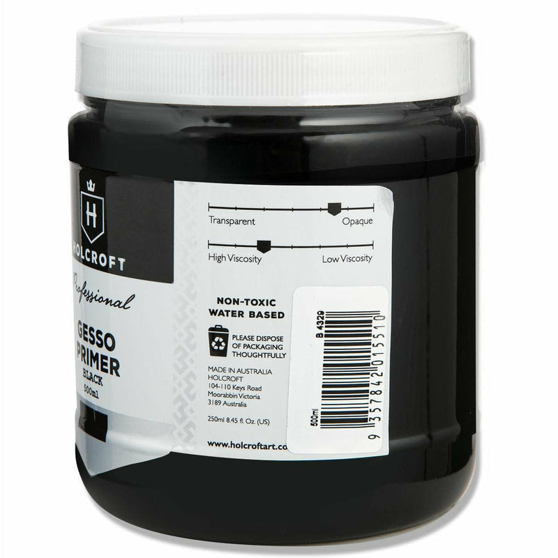 Light Gray Holcroft  Professional Acrylic Black Gesso 500mL Acrylic Paints