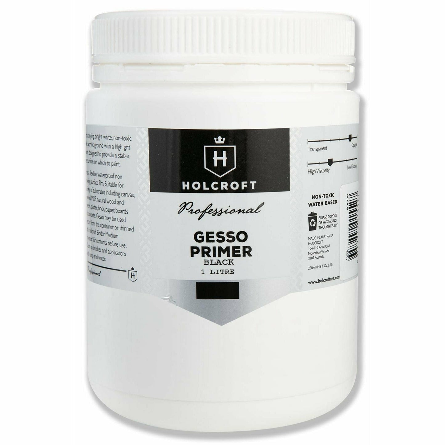 Light Gray Holcroft  Professional Acrylic Black Gesso 1 Litre Acrylic Paints