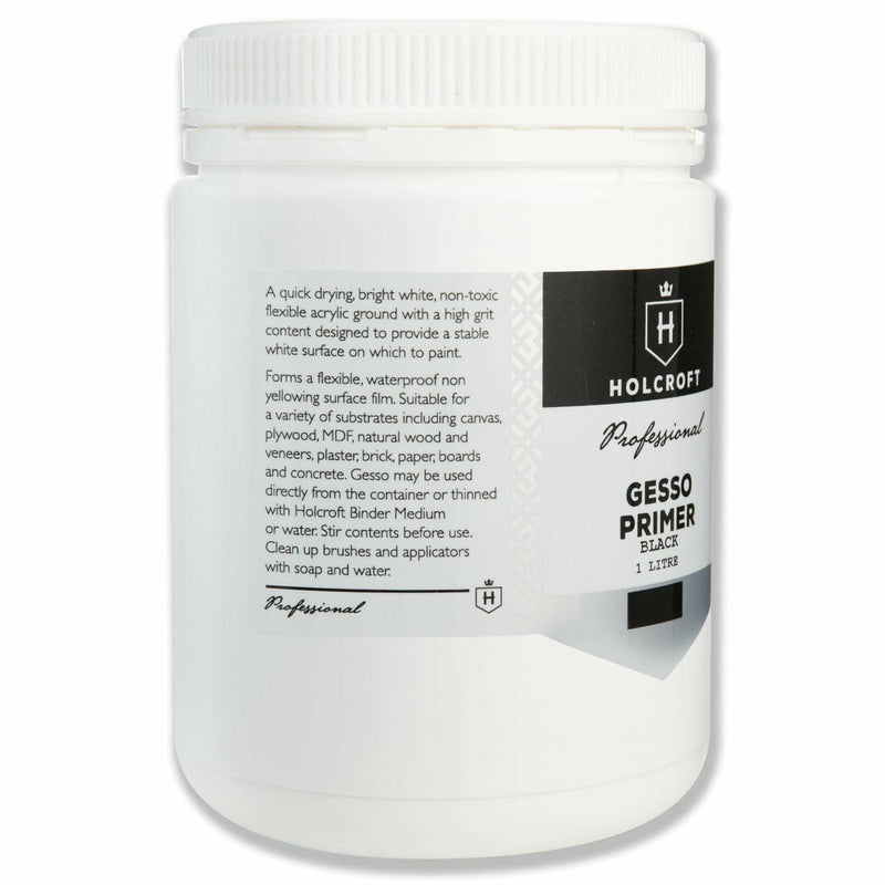 Light Gray Holcroft  Professional Acrylic Black Gesso 1 Litre Acrylic Paints