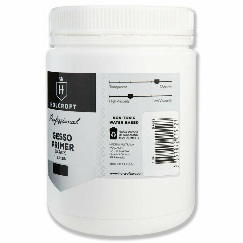 Lavender Holcroft  Professional Acrylic Black Gesso 1 Litre Acrylic Paints