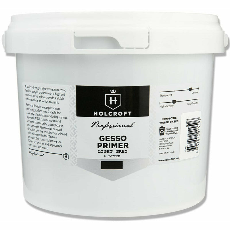 Holcroft Professional Acrylic Light Grey Gesso 4 Litre