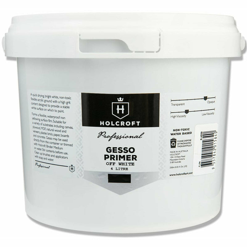 Light Gray Holcroft  Professional Acrylic Off White Gesso 4 Litre Acrylic Paints