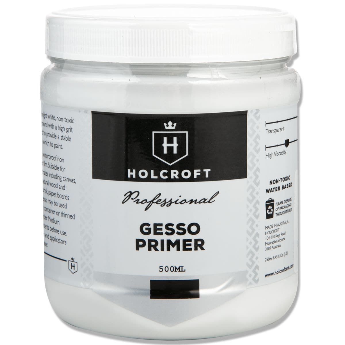 Light Gray Holcroft  Professional Acrylic White Gesso 500ml Acrylic Paints