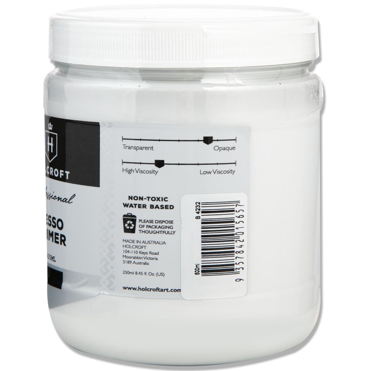 Light Gray Holcroft  Professional Acrylic White Gesso 500ml Acrylic Paints