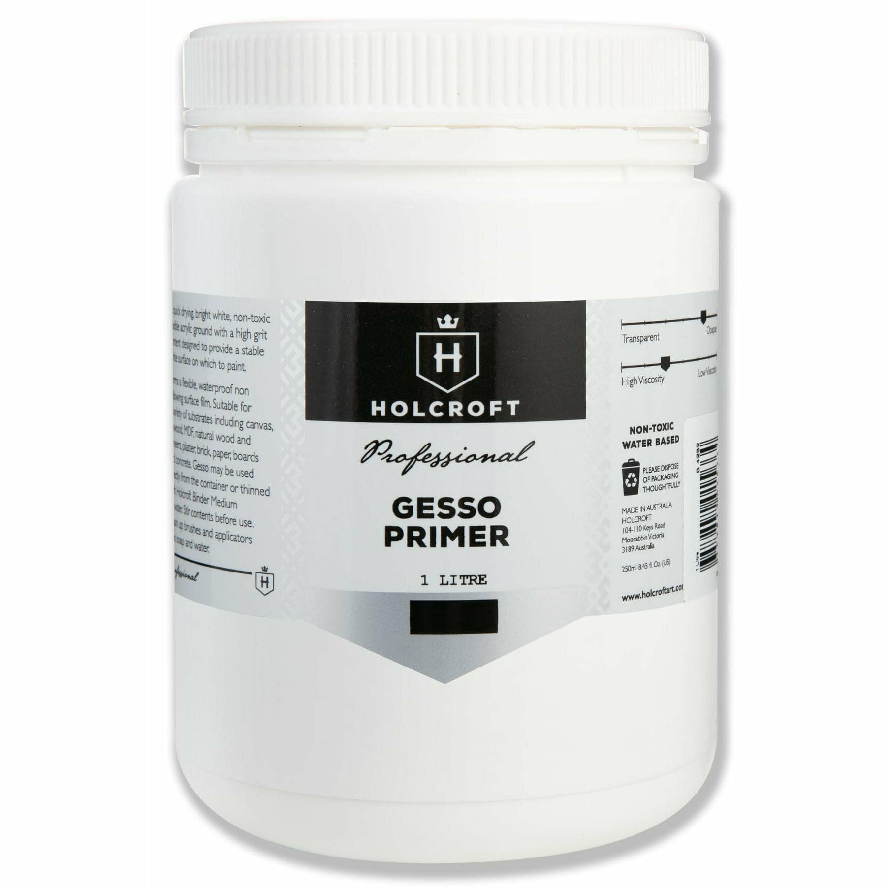 Light Gray Holcroft  Professional Acrylic White Gesso 1 Litre Acrylic Paints