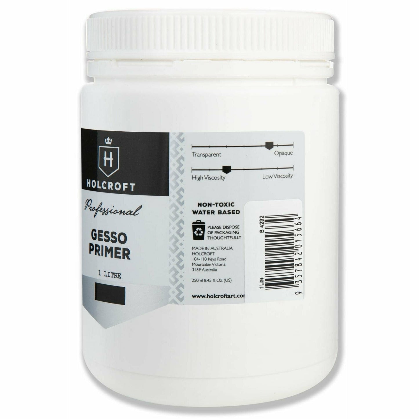 Lavender Holcroft  Professional Acrylic White Gesso 1 Litre Acrylic Paints