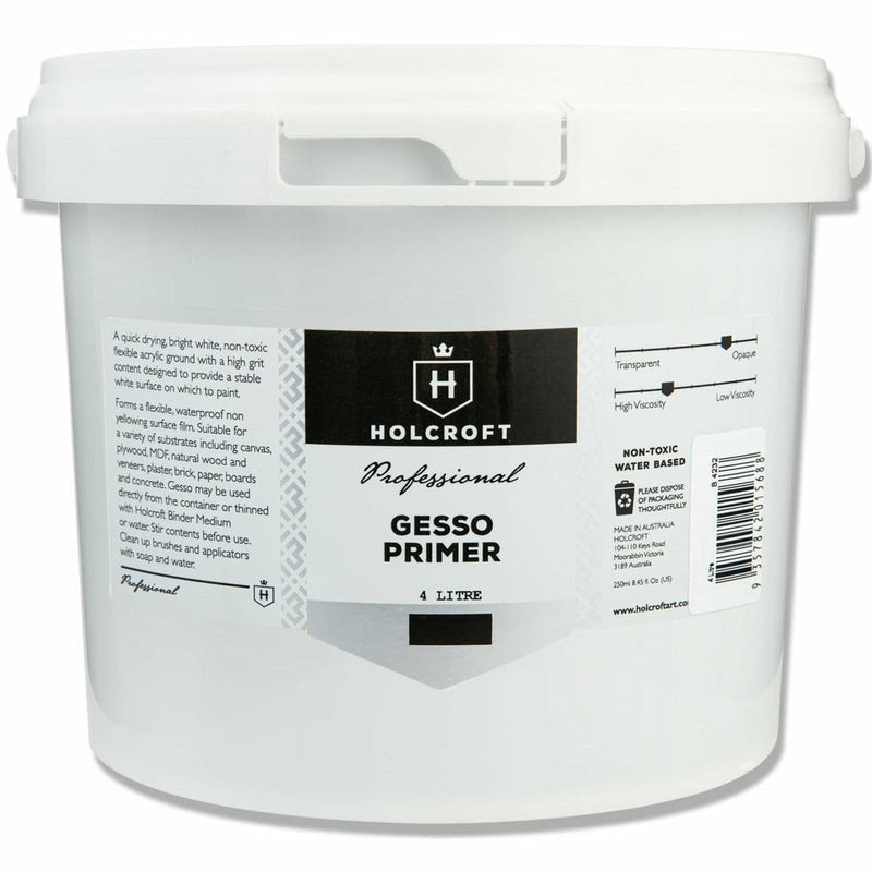 Light Gray Holcroft  Professional Acrylic White Gesso 4 Litre Acrylic Paints