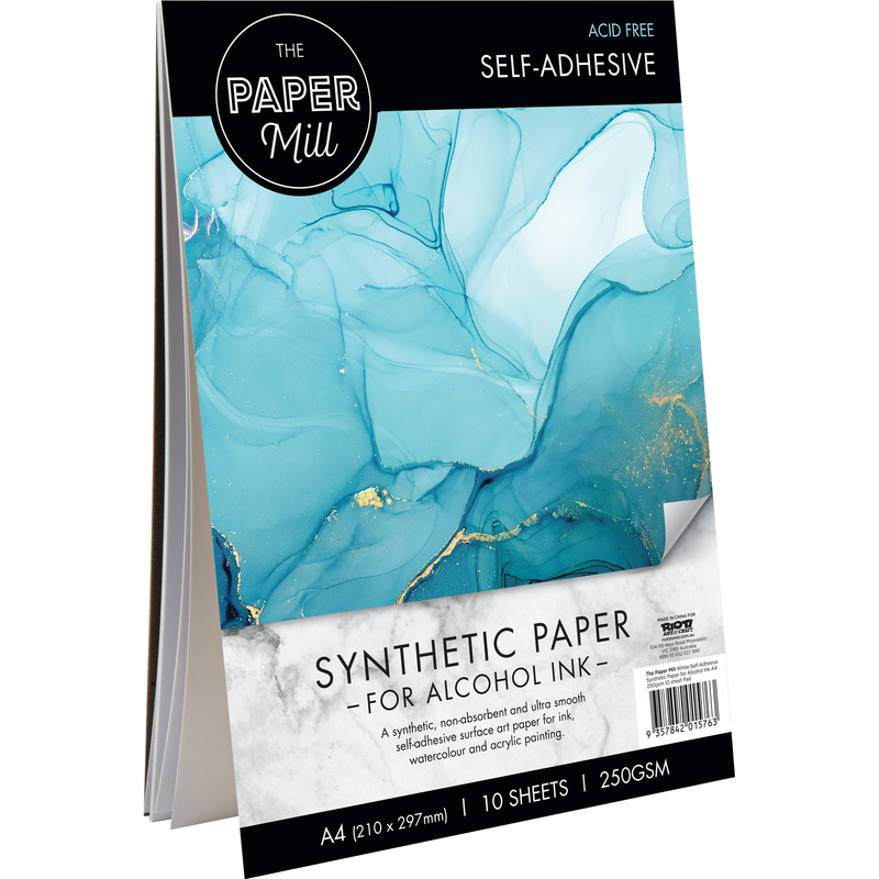 Sky Blue The Paper Mill White Self Adhesive Synthetic Paper Pad for Alcohol Ink-A4, 250gsm (10 Sheets) Pads