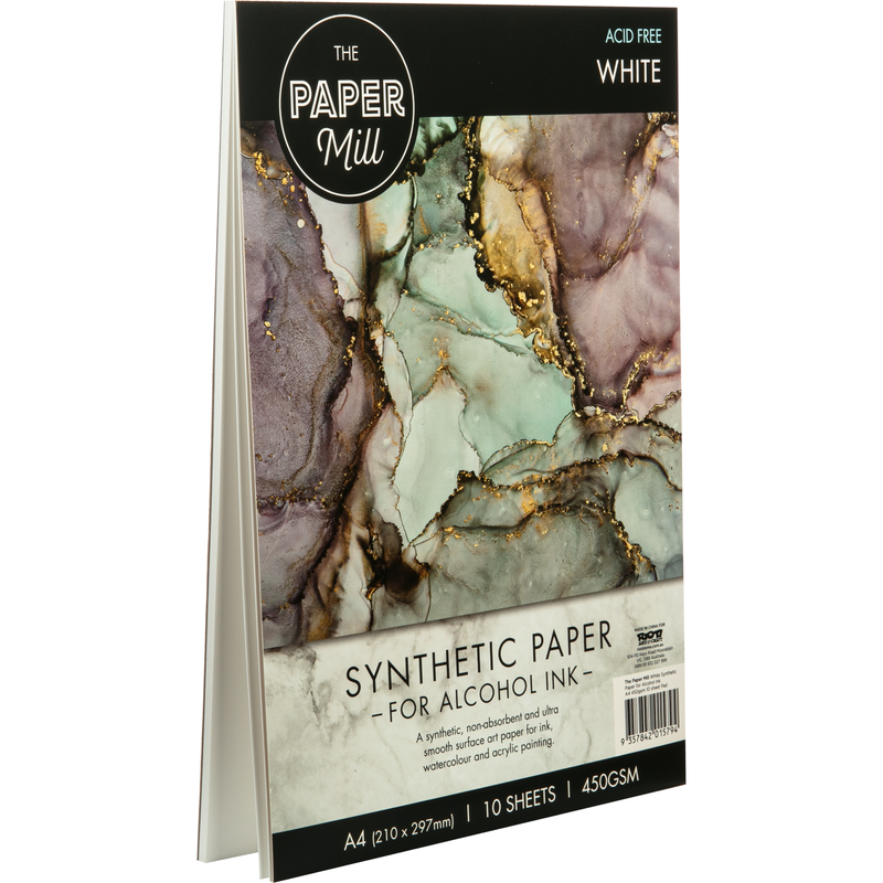 Dark Gray The Paper Mill White Synthetic Paper Pad for Alcohol Ink-450gsm A4 (10 Sheets) Pads