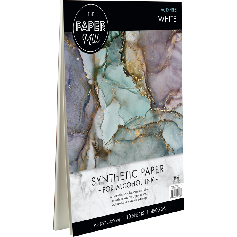 Dark Gray The Paper Mill White Synthetic Paper Pad for Alcohol Ink-450gsm A3 (10 Sheet) Pads