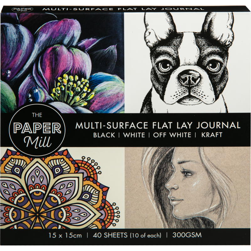 Black The Paper Mill Multi-Surface Flat Lay Journal-300gsm 15x15cm (40 Sheets) Pads