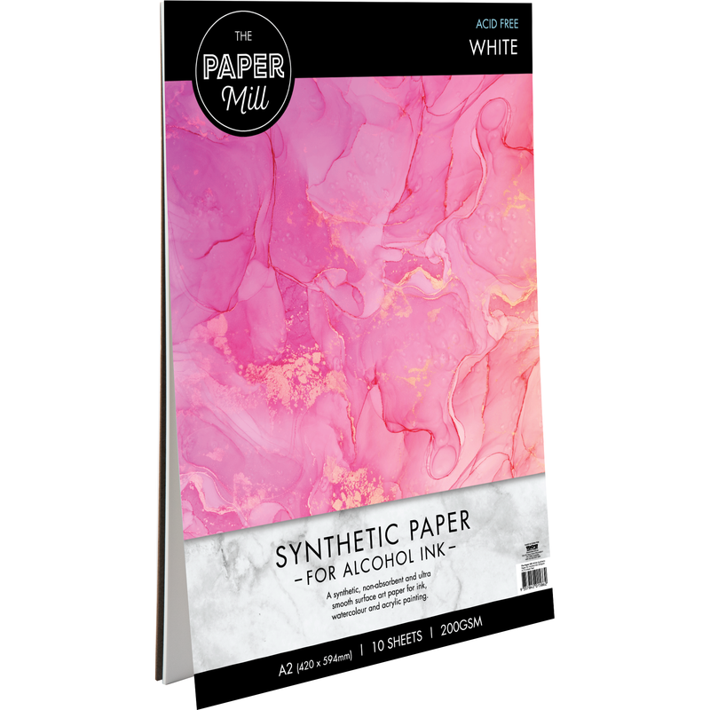 Hot Pink The Paper Mill White Synthetic Paper Pad for Alcohol Ink-A2, 200gsm (10 Sheets) Pads