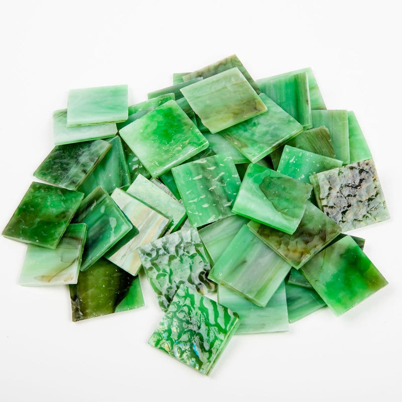 Sea Green Glass Mosaic Tile 25x25mm 200g Rainforest Mosaic Supplies