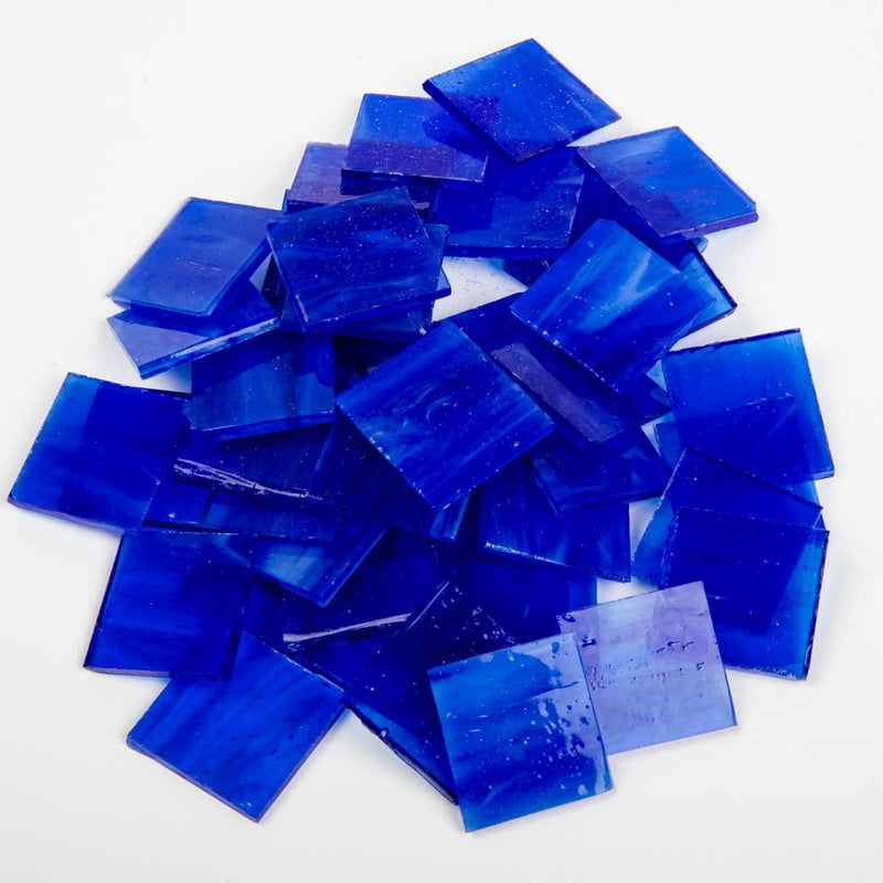 Medium Blue Glass Mosaic Tile 25x25mm 200g Pale Blue / White