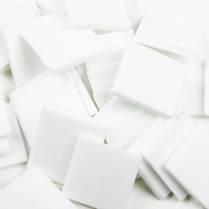 White Smoke Glass Mosaic Tile 25x25mm 200g Solid White Mosaic Supplies