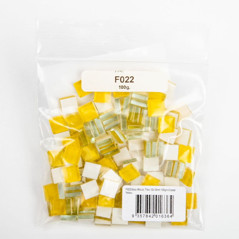 Beige Glass Mosaic Tiles 10x10mm 100gm Crystal Yellow Mosaic Supplies