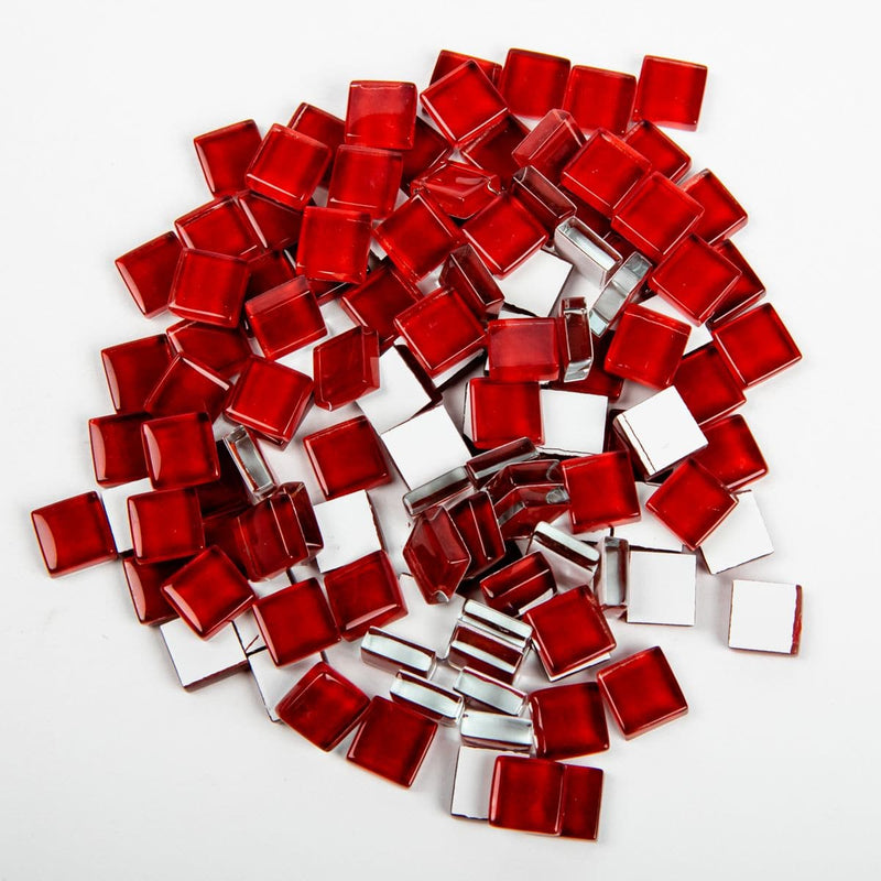 Firebrick Glass Mosaic Tiles 10x10mm 100gm Crystal Burgundy Mosaic Supplies