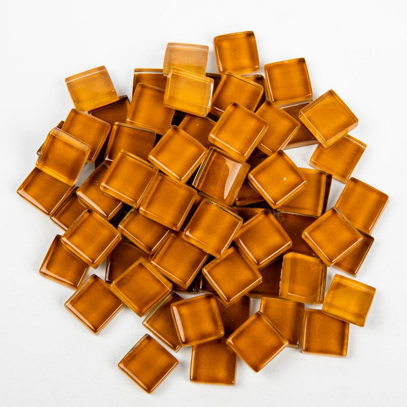 Chocolate Glass Mosaic Tiles 10x10mm 100gm Crystal Amber Mosaic Supplies