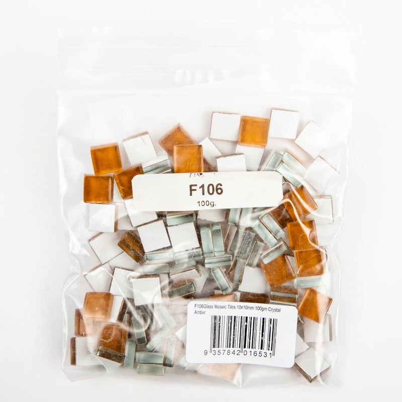 White Smoke Glass Mosaic Tiles 10x10mm 100gm Crystal Amber Mosaic Supplies